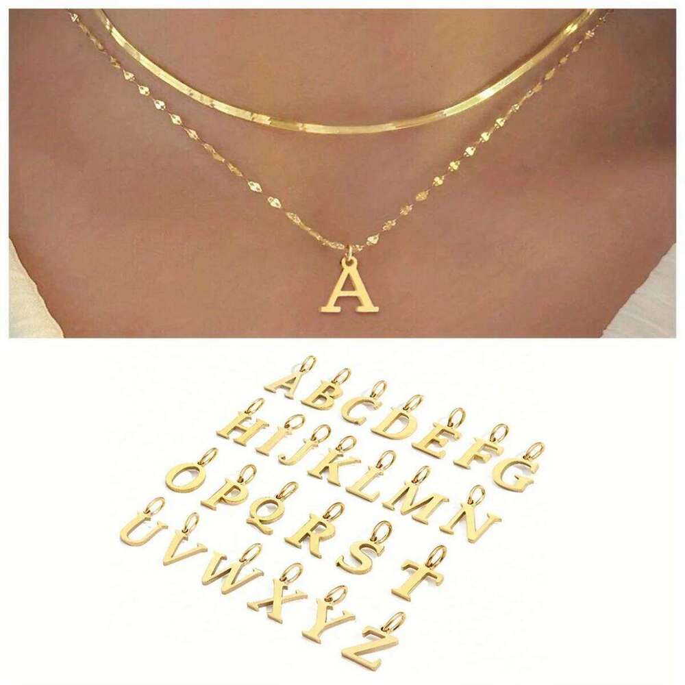 Double Layer Letter Necklace Stainless Steel Alphabet Combination Beaded Chain Jewelry Set Electroplated 18K Gold Clad O-Link H260312