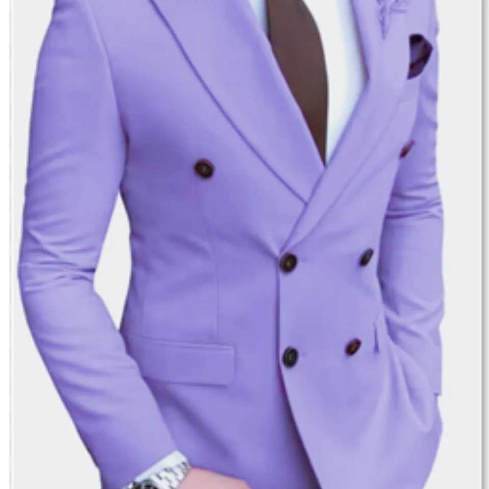 Brown Slim Fit Mens Suit Two-Piece Set Fashionable Handsome Formal Wear for Wedding And Business a01 M260313