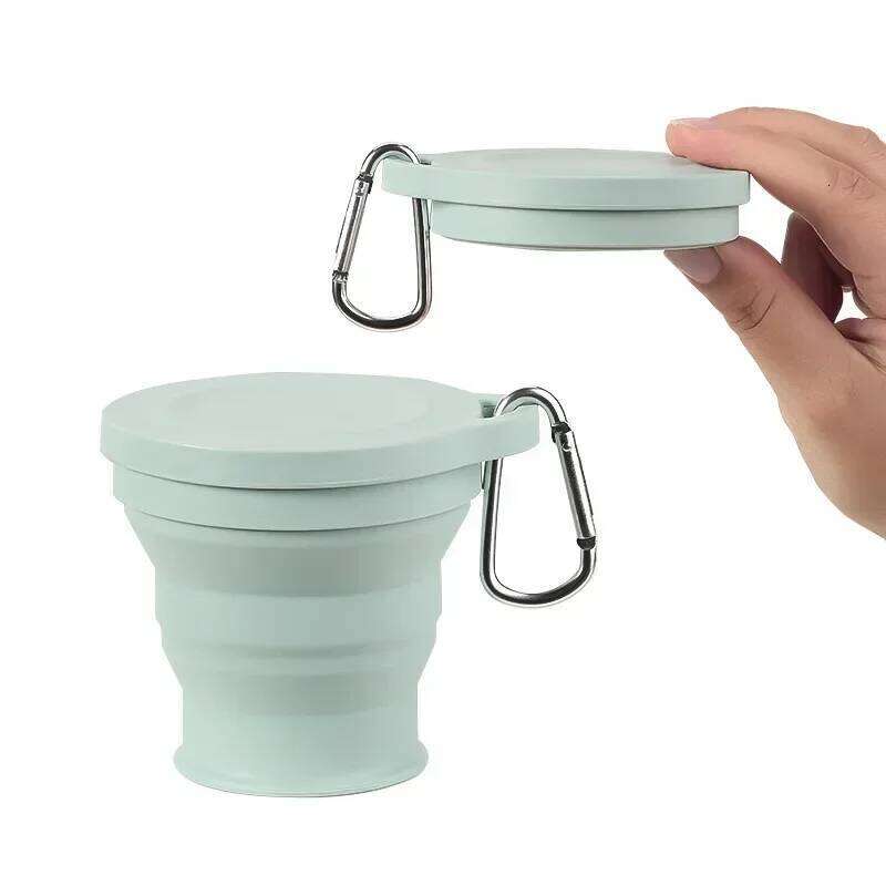 200ML,Outdoors Folding with Hanging Hole Creative Water Portable Washing Fashion Travel Silicone Cup Z260314