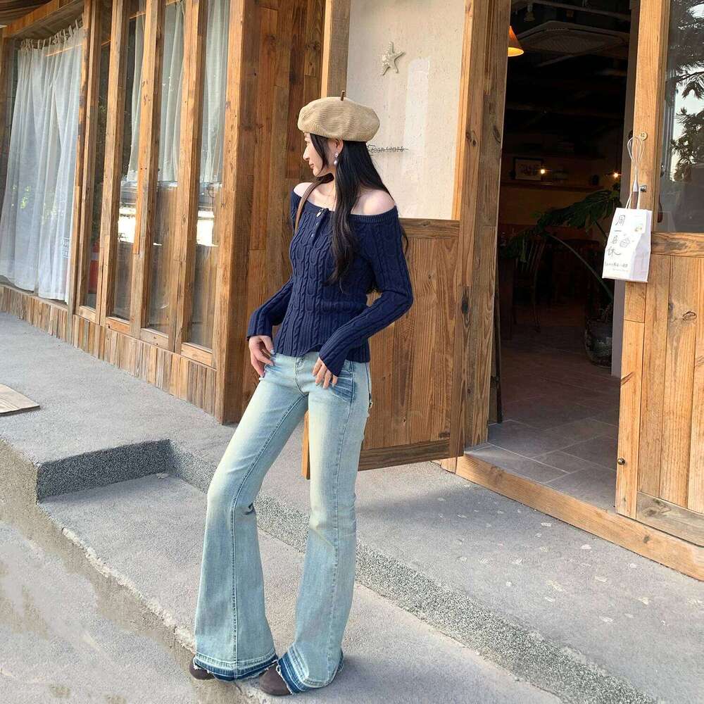 Off Sweater Women Knitted Base Long Sleeve One Shoulder Top Autumn Winter Z260313