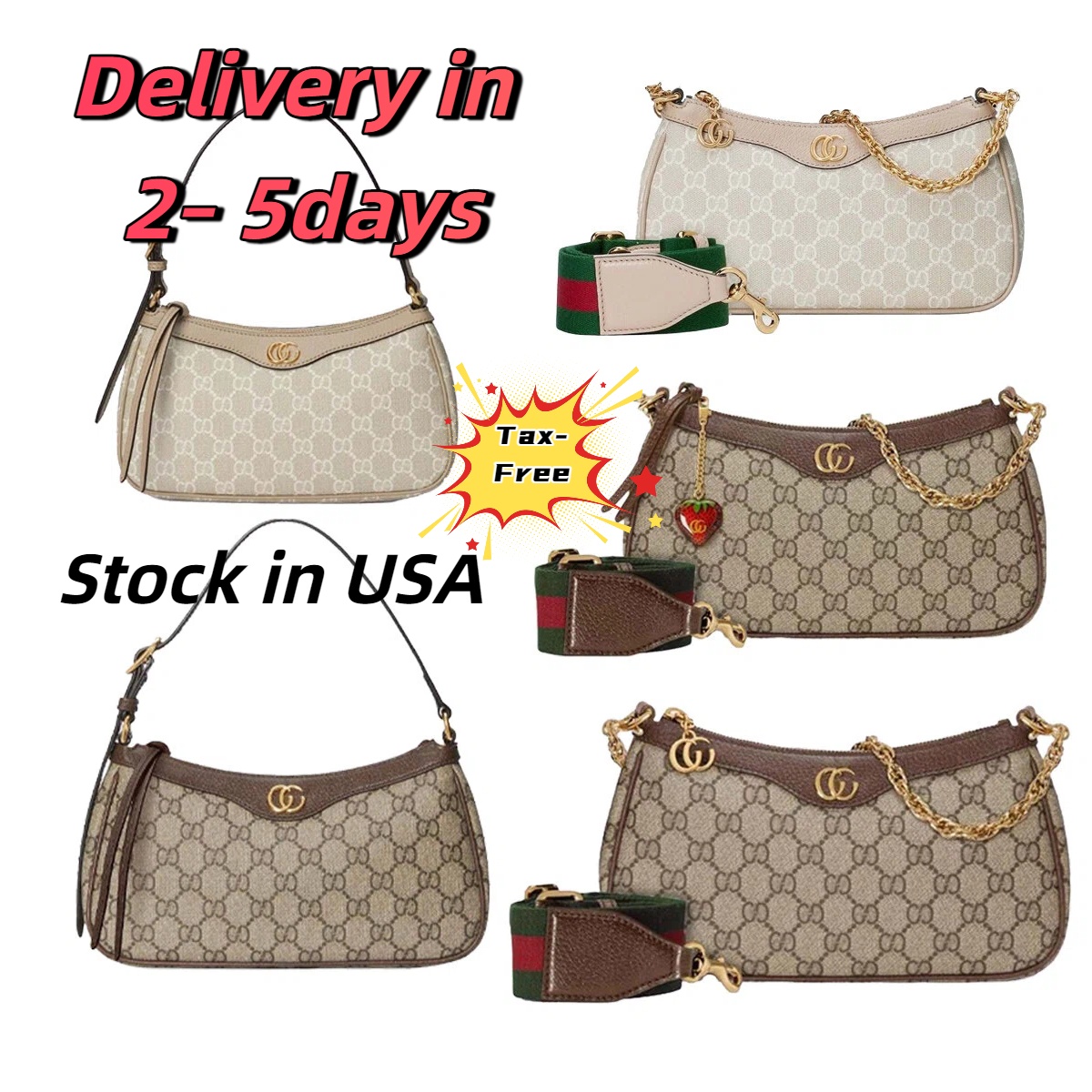 Designer Bag Classic Shoulder Bags Ophidia Bag Women Classic Handbag Designer Messenger Underarm Bag Lady Purse Brown Wallet Letter with Strawberry Leather Bag 001