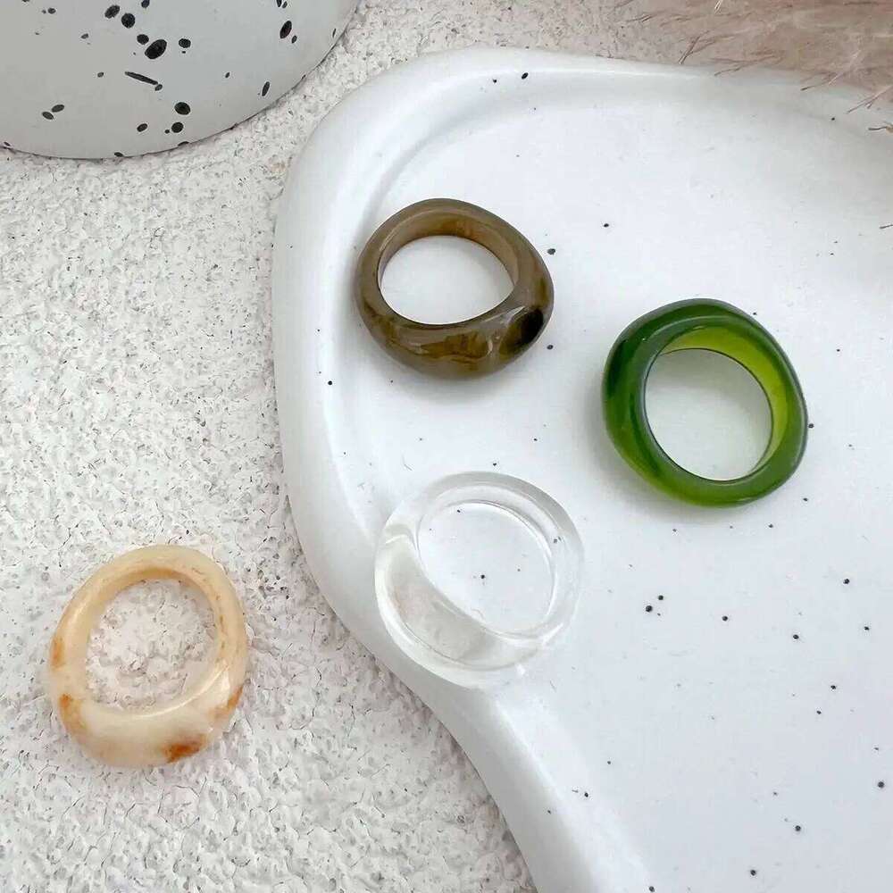 Ingemark 4 Colors Y2K Boho Resin Acrylic Irregular Finger for Women 2025 New Trend Simple Knuckle Rings Aesthetic Jewelry H260312
