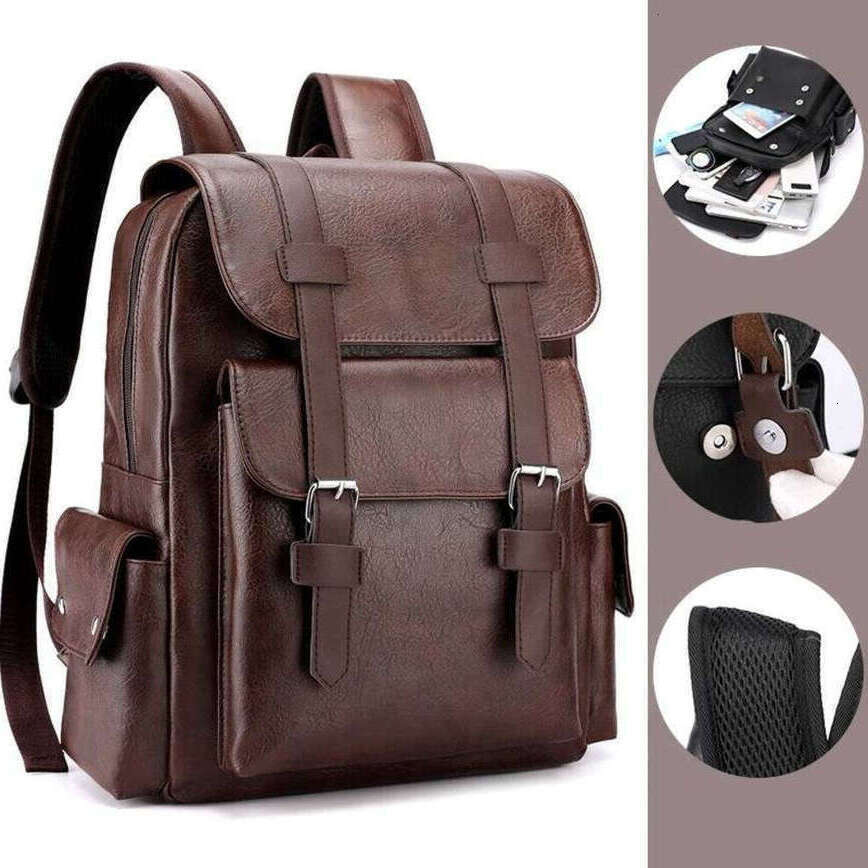 TAURUSCIAGA 2025 Men Backpack PU Leather Bagpack Large Laptop Backpacks Male Mochilas Black Schoolbag For Teenagers Boys Brown Sac A Dos Daily Versati