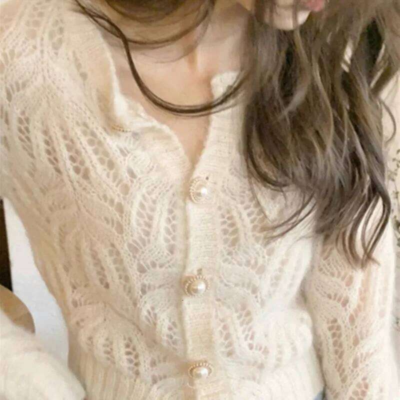 Autumn Vintage Female Winter Long Sleeve Women Knitted Cardigan Sweaters Fashion Hollow Out Elegant Tops 16179 Z260314