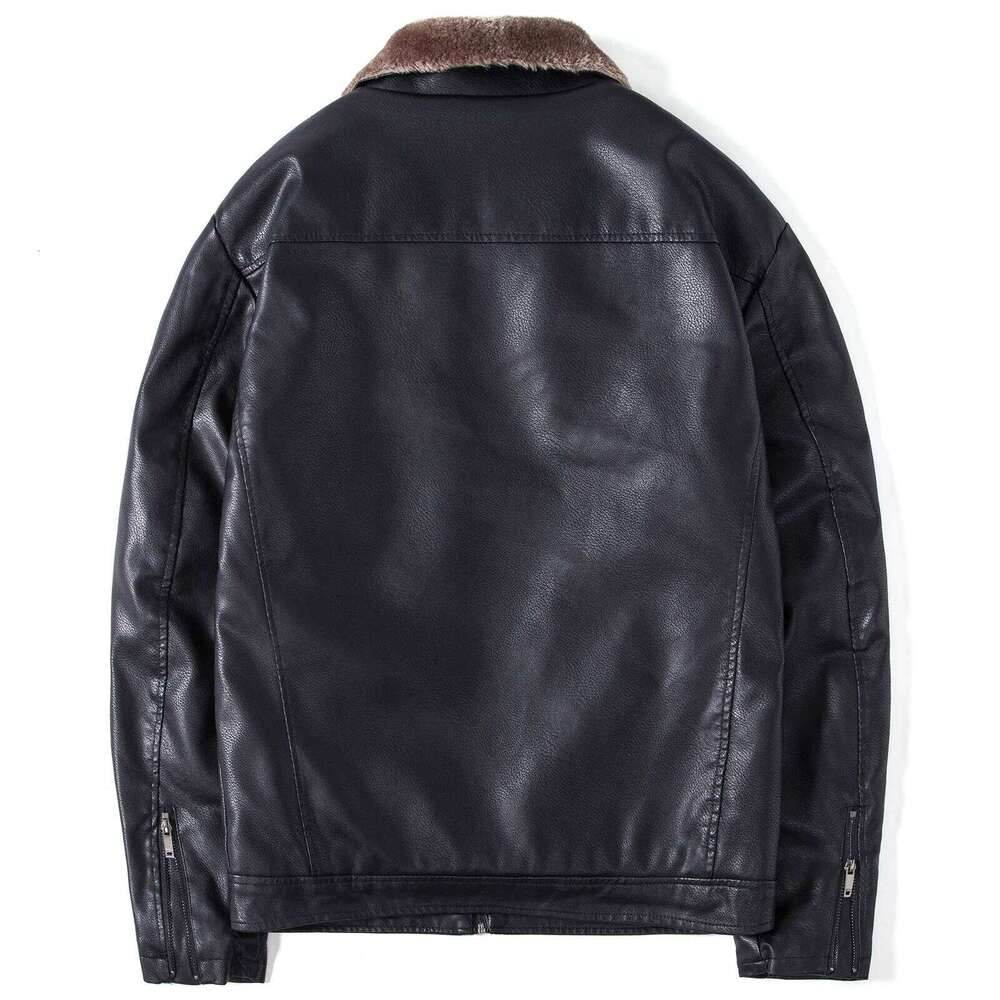 Fashion Men's PU Leather Winter Thickened Plush Lining Retro Bomber Jacket for Men Business Casual Coat Z260313