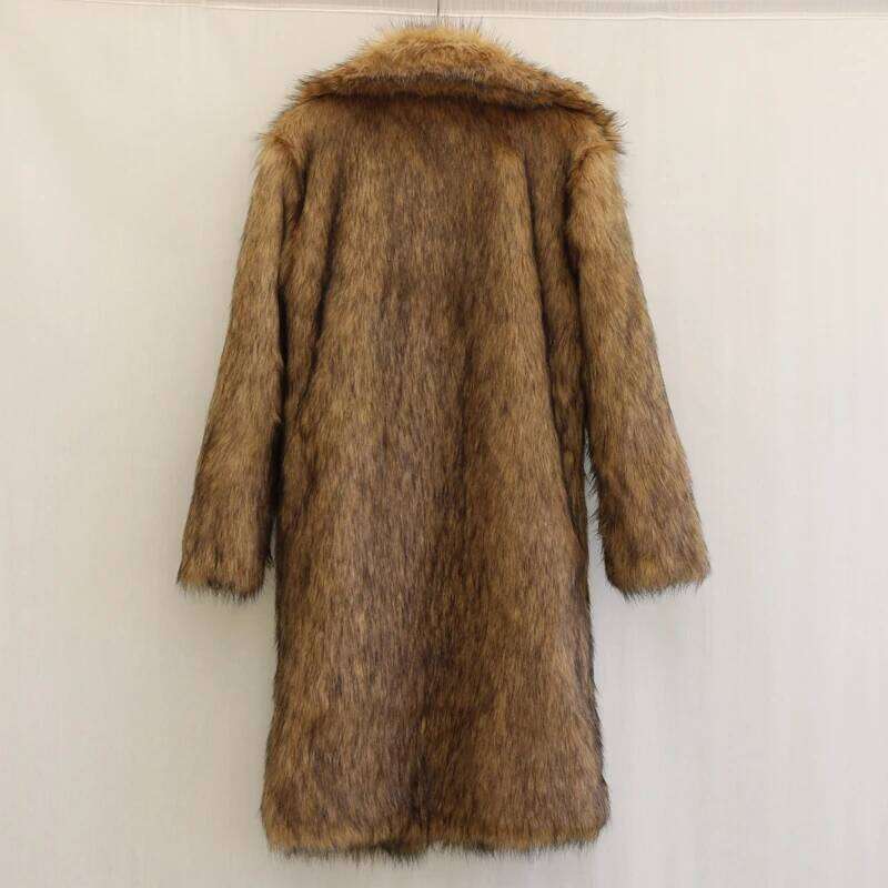 Men's new casual fox fur long coat winter warm large size Z260313