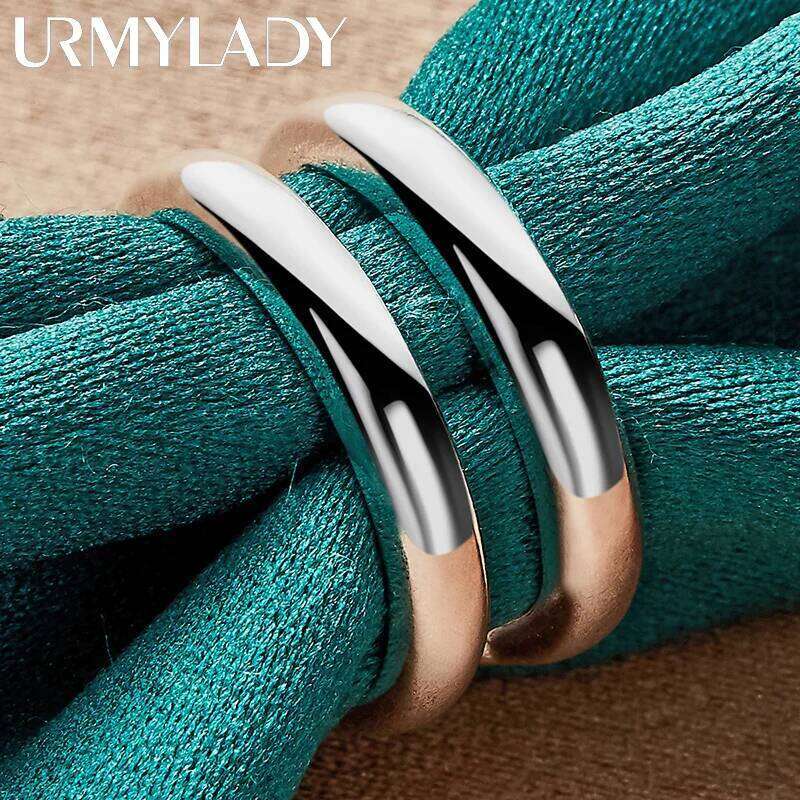 URMYLADY 925 Sterling Silver Double Round Adjustable Ring For Women Wedding Charm Engagement Fashion Jewelry H260312