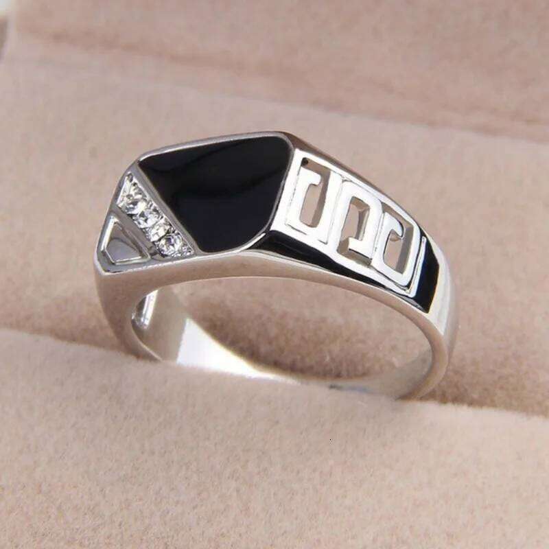Christmas gift New Metal Glossy for Men Punk Square Cubic Zircon Ring Style Fashion Jewelry Accessories Wholesale Size 6-12 H260312