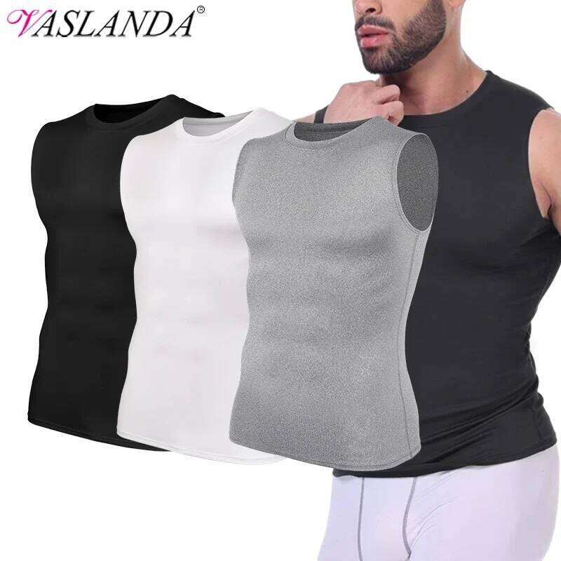 Men Compression Tank Top Slim Sleeveless Vest Breathable Quick Dry for Fitness Gym Sweat Cycling Active Tops 26Y0313