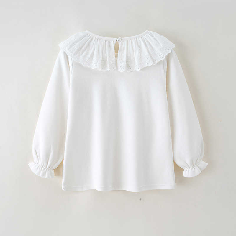 T-shirts Children's T-shirt for spring and autumn pure cotton girls' base shirt baby lace collar white shirt versatile inner wear for toddle