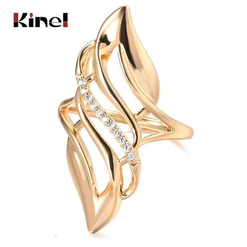 Kinel 2021 Trendy 585 Rose Gold Ring Bride Wedding Ethnic Natural Zircon Rings for Women Fashion Fine Jewelry H260312