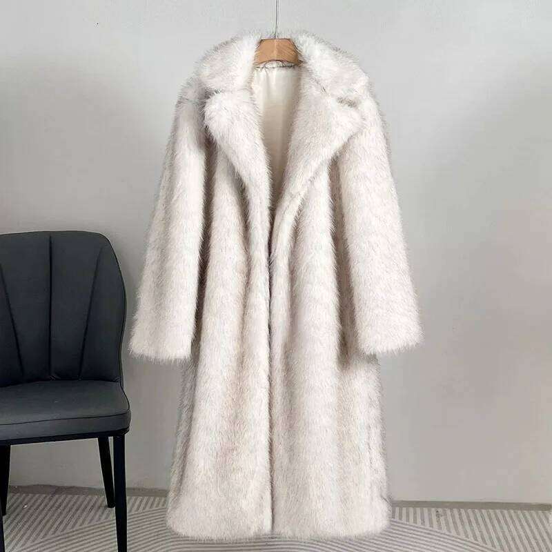 Fox Imitation Women's 2025 New Winter & Faux Fashion Lapel Solid Color Casual Wear Women Fur Coat H372 Z260313