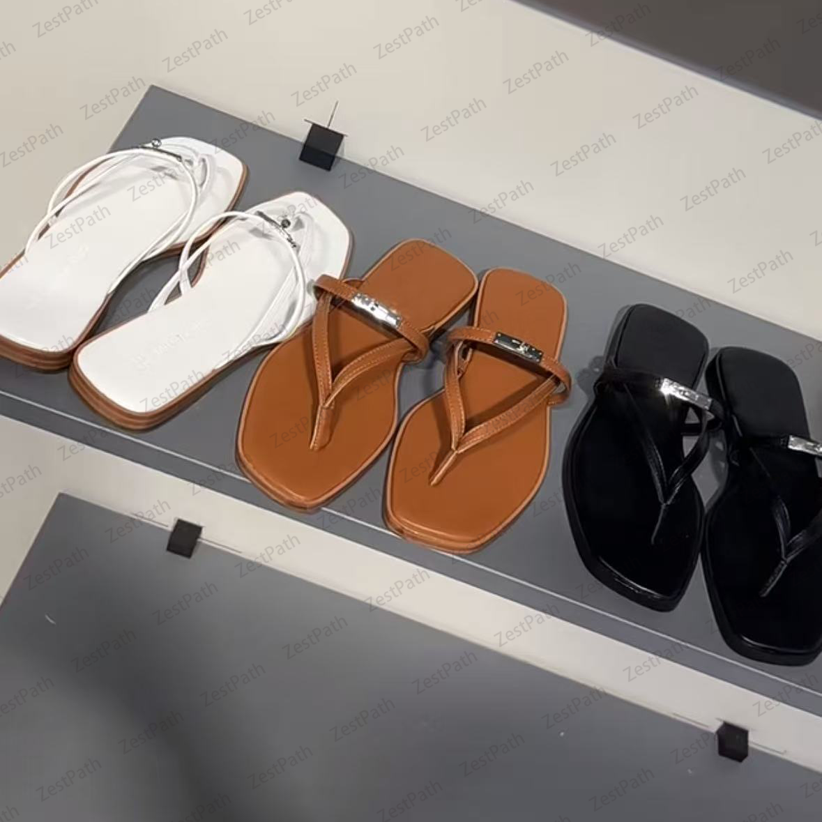 designer palladium plated buckle women sandals luxurious high quality leather mini style interwoven silhouette minimalism classic buckle shoes straight drag