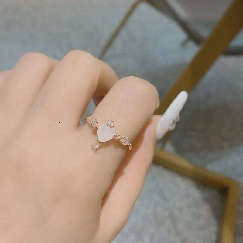 MDL Moissanit1 Fairy Style Cartoon Opal 18K Gold Plated Personalized Shiny Diamond Women's Ring H260312