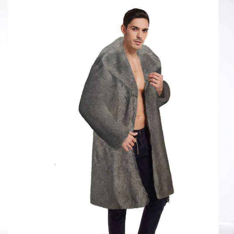 Men's High-quality Coat for Autumn European and American Foreign Trade Popular Winter New Arrival Faux Fur Long Jacket Z260313