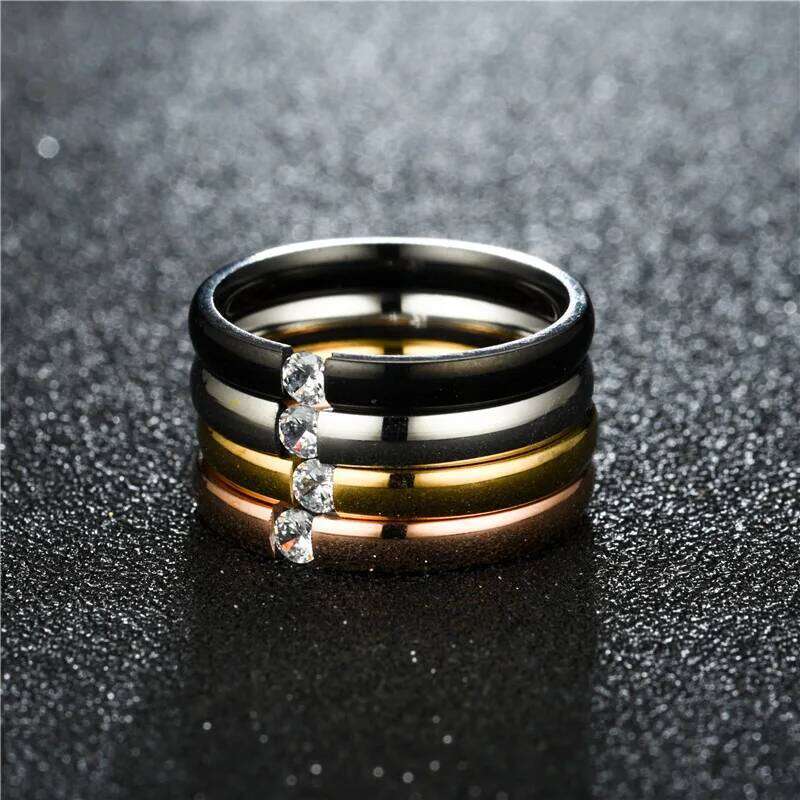 Fashion Open Couple For Women Men Micro Inlaid Zircon Simple Korean Stainless Steel Ring Size 6-12 H260312