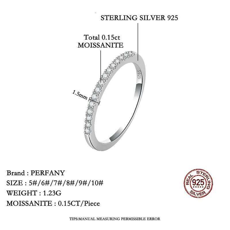 PERFANY GRA Certified Moissanite Ring for Women S925 Pure Silver Classic Eternal Laboratory Diamond Wedding Fashion Jewelry H260312