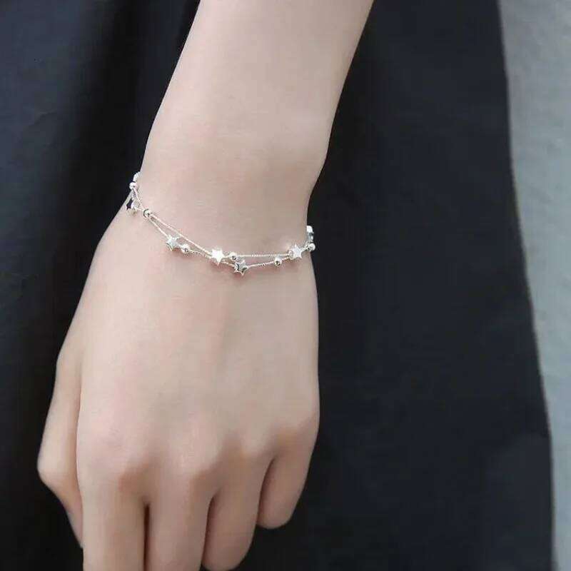 925 Sterling Silver Star Bracelets for Women Fashion Korean Five-pointed Double Layered Charm Bracelet Luxury Original Jewelry Z260313