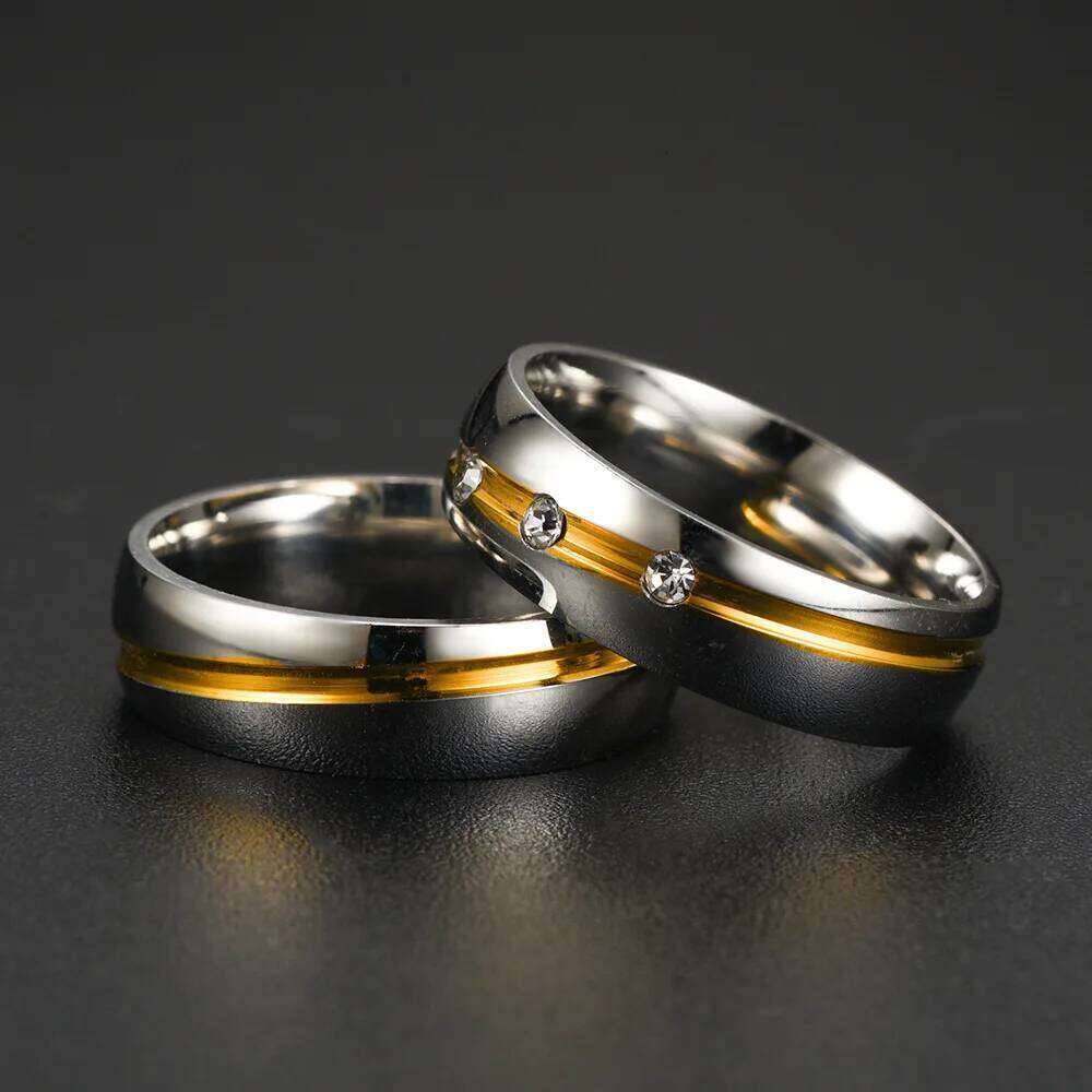 2025 Trendy Stainless Steel Couple For Men Women Inlay Rhinestones Zirconia Rings Wedding Party Jewelry Festival Gifts H260312