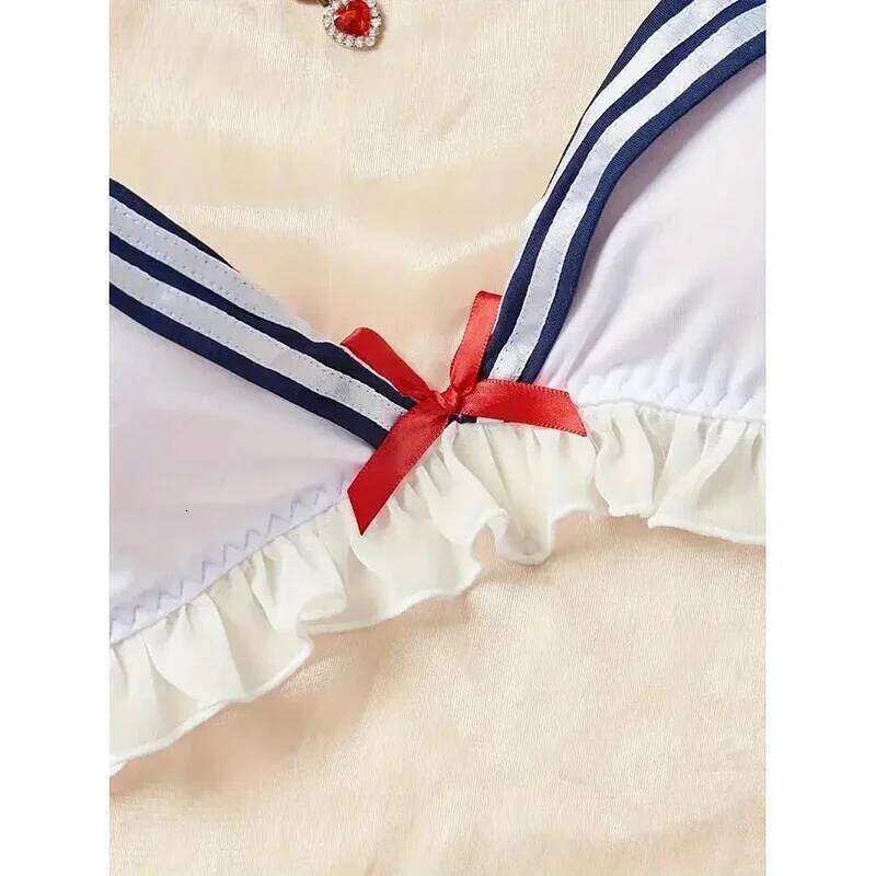 Erotic Student Uniform And Panty Set Underwear Transparent Bra Exotic Sets Sexy Thong Woman Porn Lingerie Women Costume