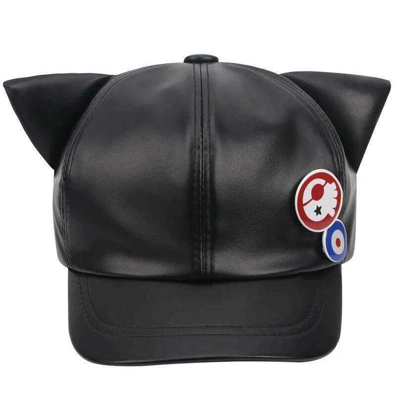 Cosplay Shikinami Asuka Rangure Cat Ear PU Leather Hat Peak EVA Baseball Cap Langley Soryu Z260314