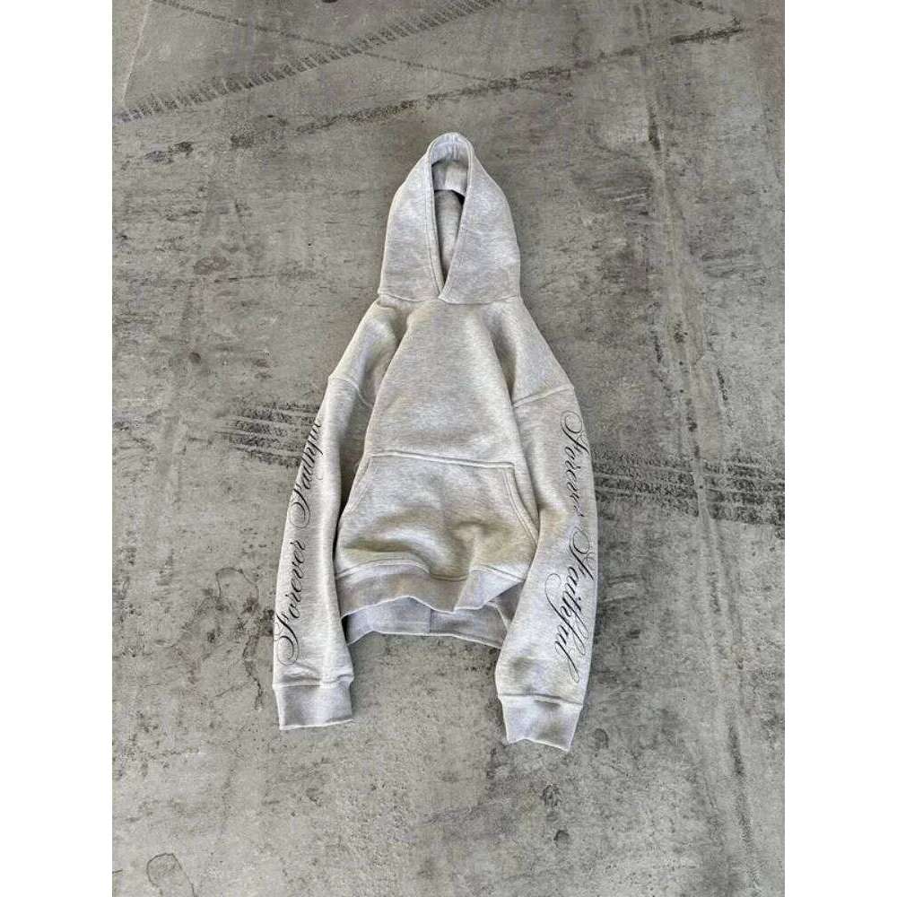 Trendy Streetwear Graffiti Letter Print Hoodie Casual Daily Wear Loose Fit Comfy Pullover For Men Women Z260314