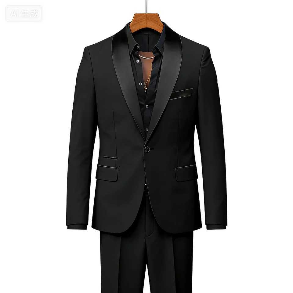 Men Suits Elegant Wedding Groomsmen Outfits Single Breasted Shawl Lapel Slim Fit 2 Piece JaCKet Pants Sets M260313