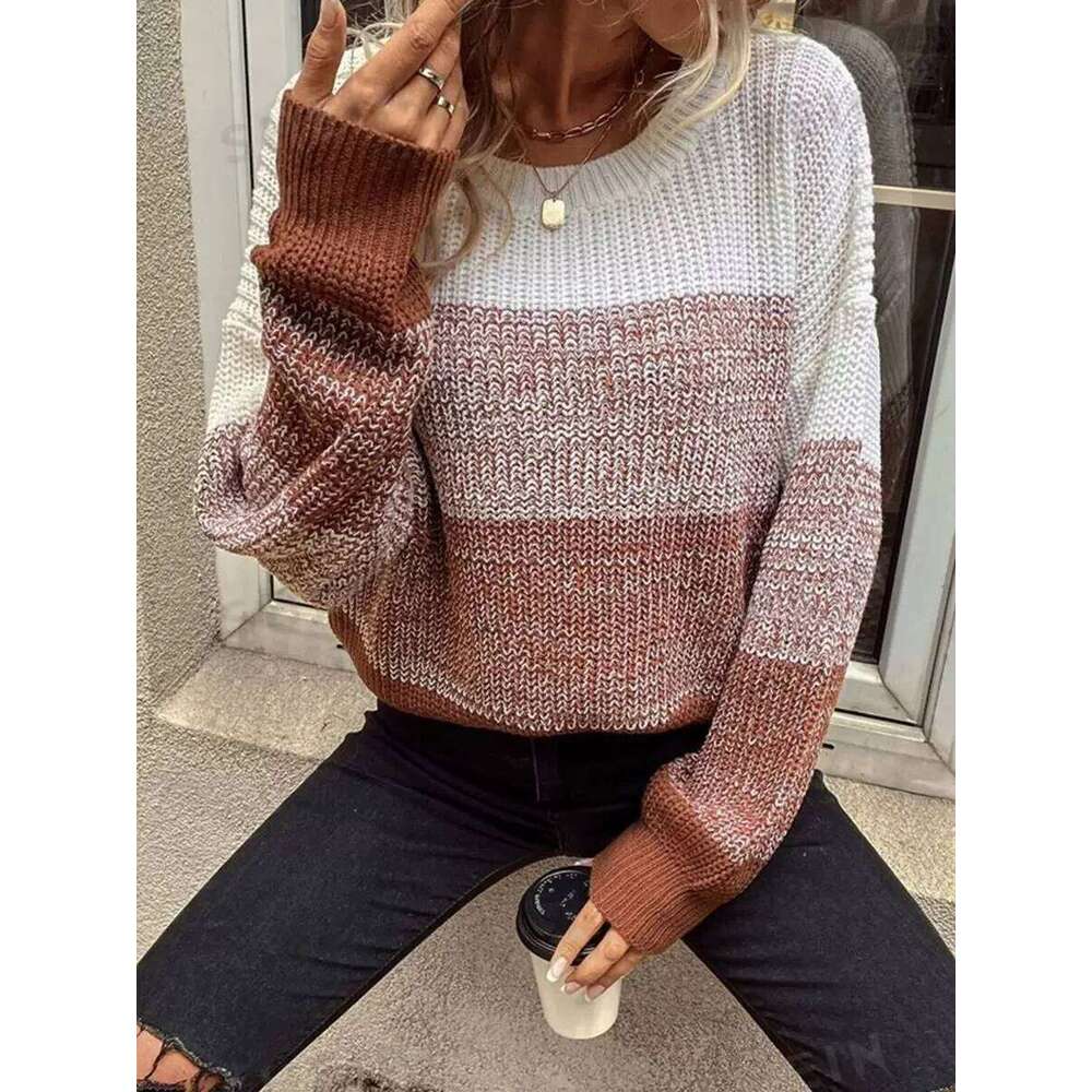 Autumn Winter Striped Sweater Women 2025 O Neck Long Sleeve Knitted Pullover Tops Streetwear Fashion Female Loose Jumpers Z260313