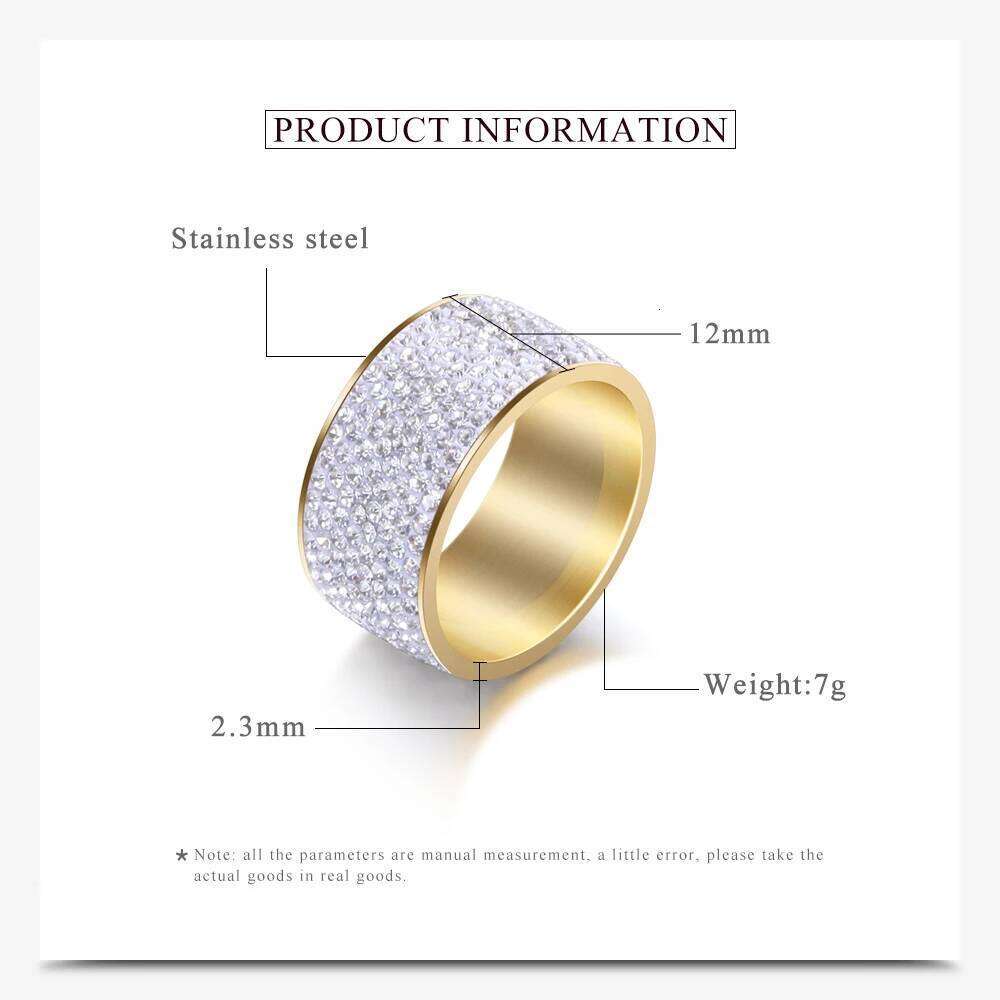Mix Color 316L Stainless Steel 8 Row Crystal Pave Wedding Birthday Gift Fashion Jewelry Rings for Girls Dropshipping H260312