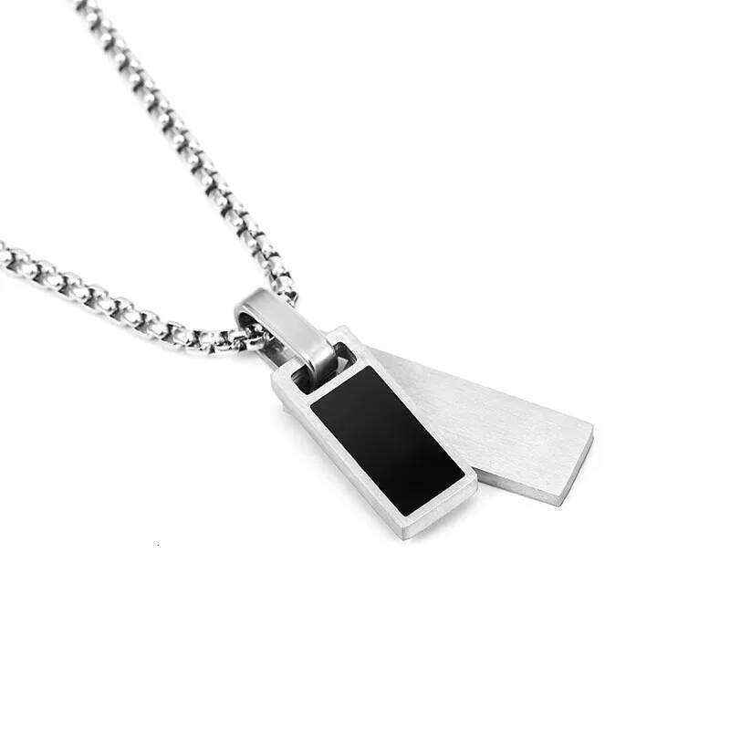 Trendy Stainless Steel Two-Tone Dog Tag Necklace Minimalist Double Pendant Sweater Chain Neck Jewelry for Men Women Casual Gift H260312