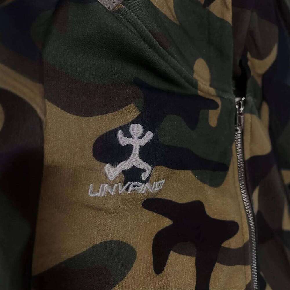 Autumn new men's and women's high street fashion embroidery camouflage Harajuku ins style zipper hooded sweatshirt Y2k clothing 26Y0313