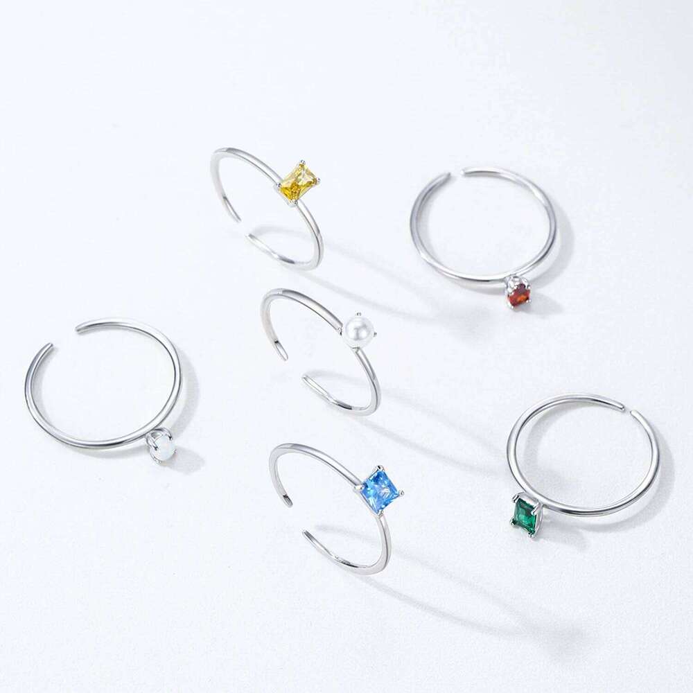 Ailmay Simple 925 Sterling Silver 12 Month Birthstone Stackable Opening Ring For Women Fine Jewelry Birthday Gift H260312