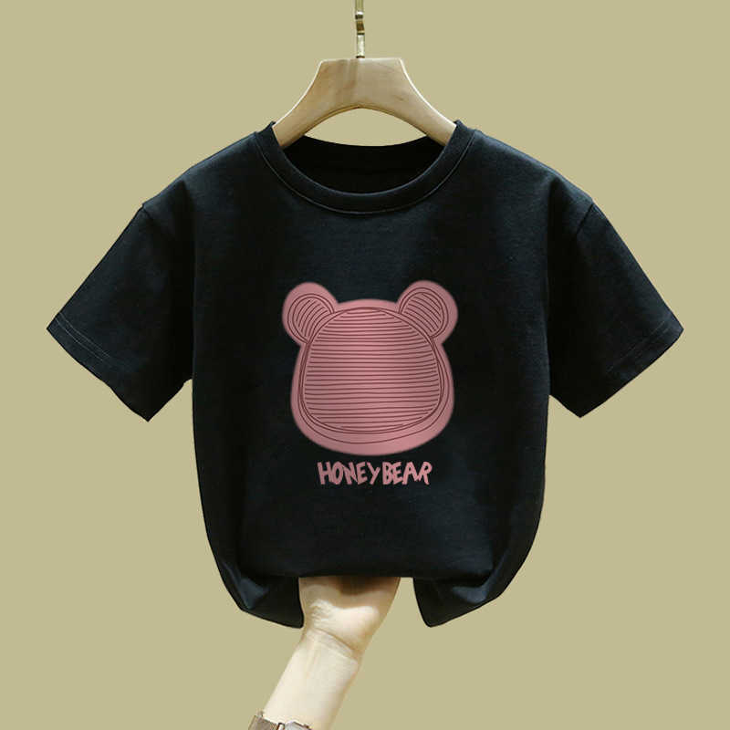 T-shirts Big Girl Short Sleeve Cotton T-Shirt Summer New Fashionable Pink Top for Girls