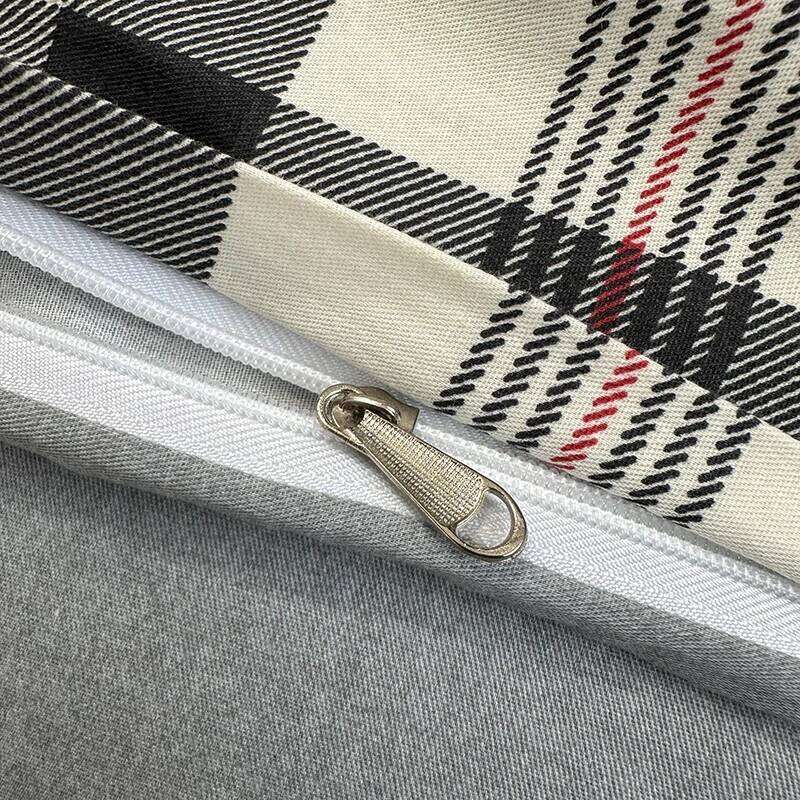 100% Cotton Plaid Style Duvet Cover Set with 2 Pillowcases - Soft & Breathable Bedding Set, Hypoallergenic, Easy Care H260312 - view 7