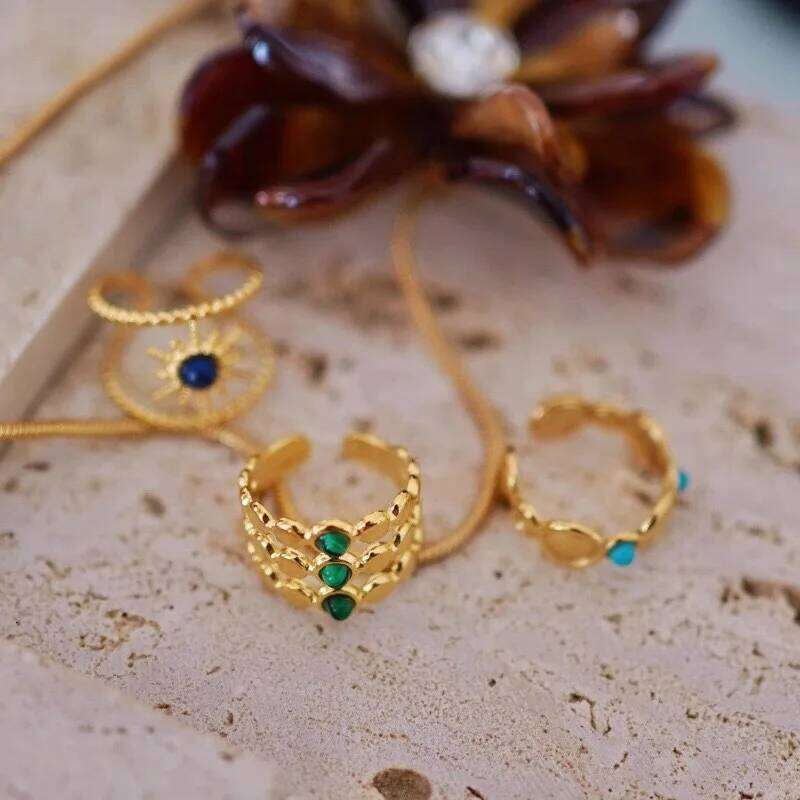 Bohemia Retro Multiple Layers Natural Stone Crystal Sun Rings Set for Women Charm Fashion Wedding Party Finger Hip Hop Jewelry H260312