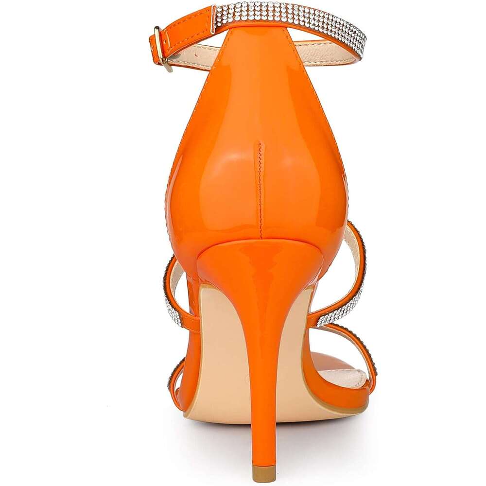 Women S Rhinestone Ankle Strap Stiletto High Heel Sandals MOJIDASHU