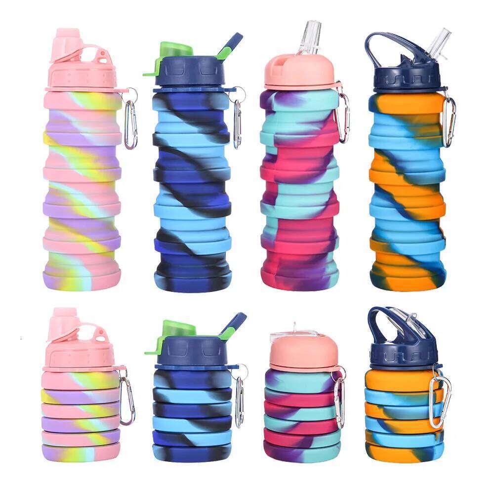 New 160g Retractable Silicone Camouflage Bottle Outdoor Folding Water Cup Sports Kettle Z260313