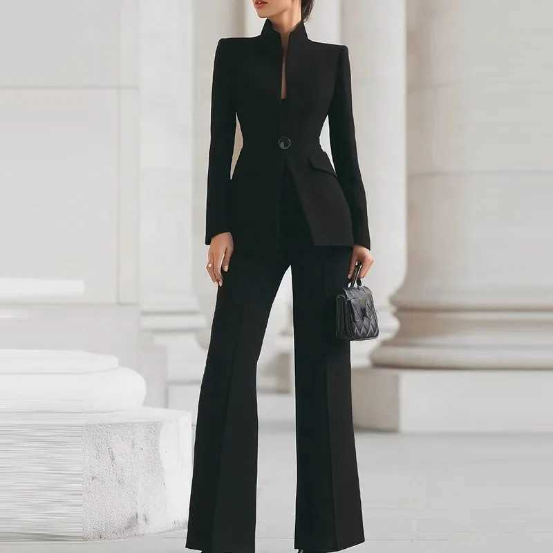 Elegant Long Sleeved BlazerPants Suit Autumn Simple Solid Color Commuting Outfit Womens Temperament Slim Fit Professional Set M260313