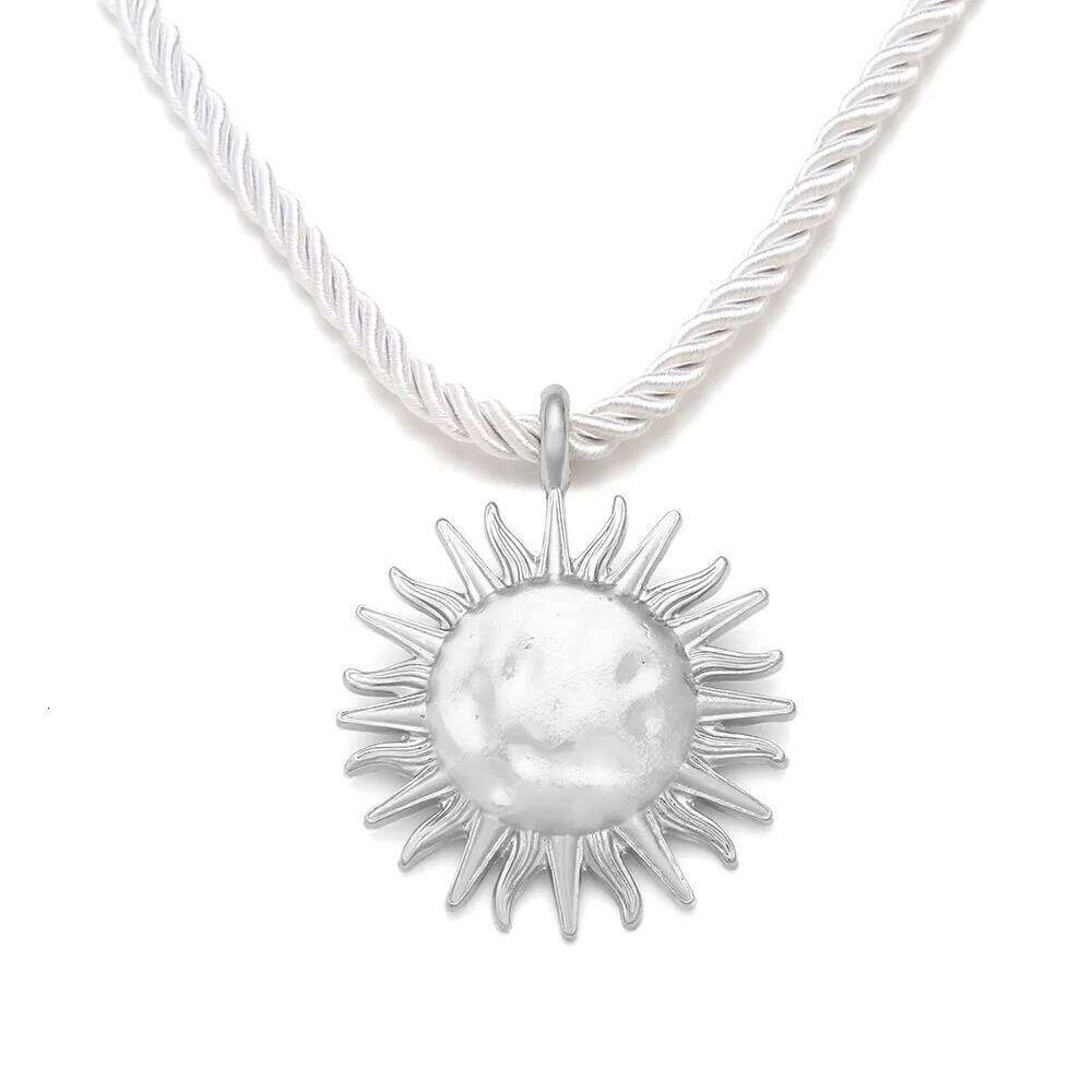 ZAA Vintage Metal Sun Flower Pendant Necklace for Women Rope Chain Collar Jewelry Beach Party Fashion Accessories Gift H260312