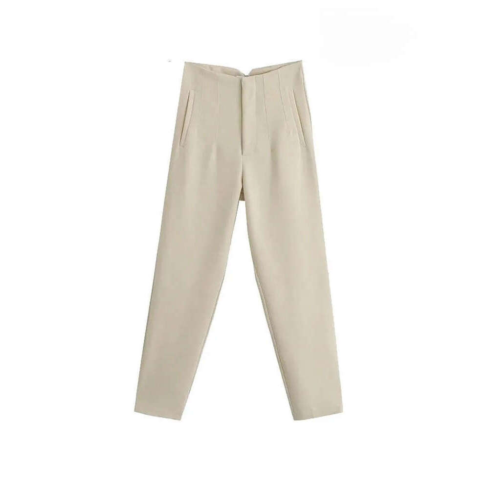 Women's Capris TRAF Women Chic Fashion With Seam Detail Office Wear Pants Vintage High Waist Zipper Fly Female Ankle Trousers Mujer 230321 Z26031