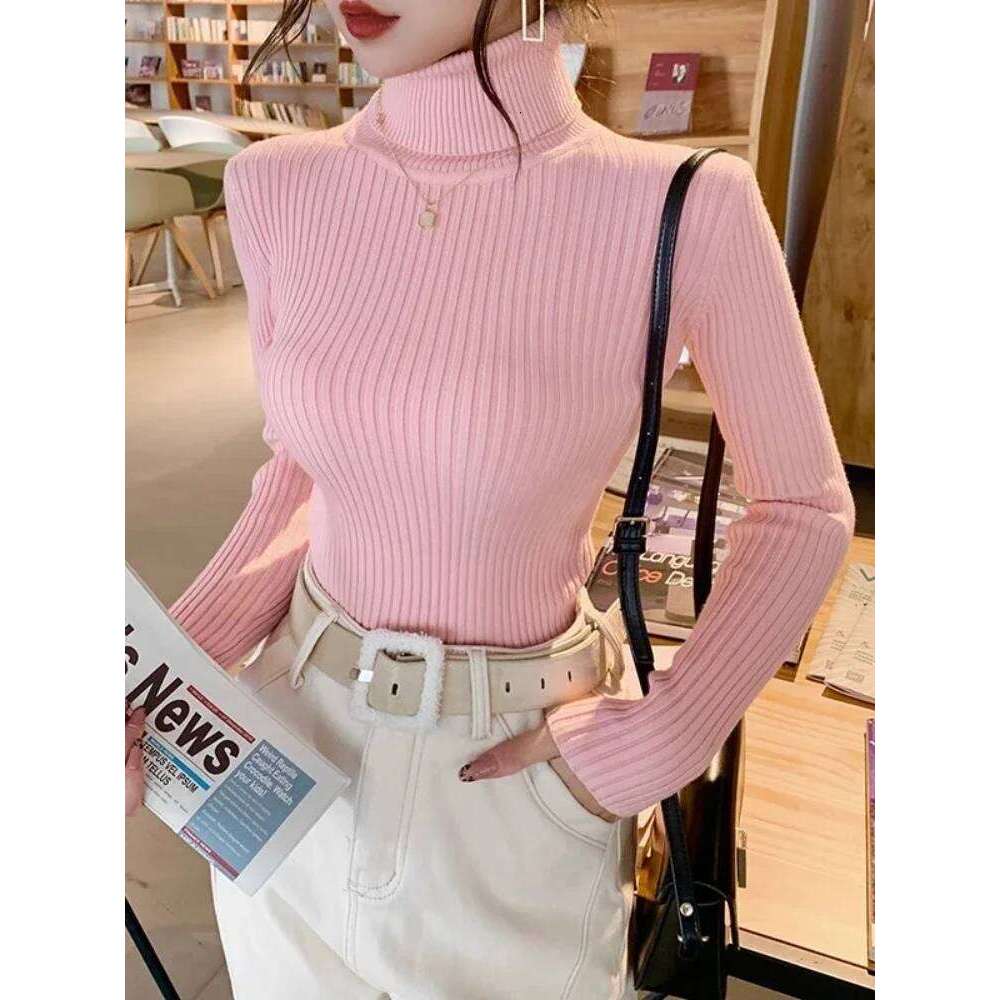 2025 Autumn Winter Thick Turtleneck Sweater Casual Slim Knitted Pullover Korean Style Simple Base Layer Warm Tops Z260313