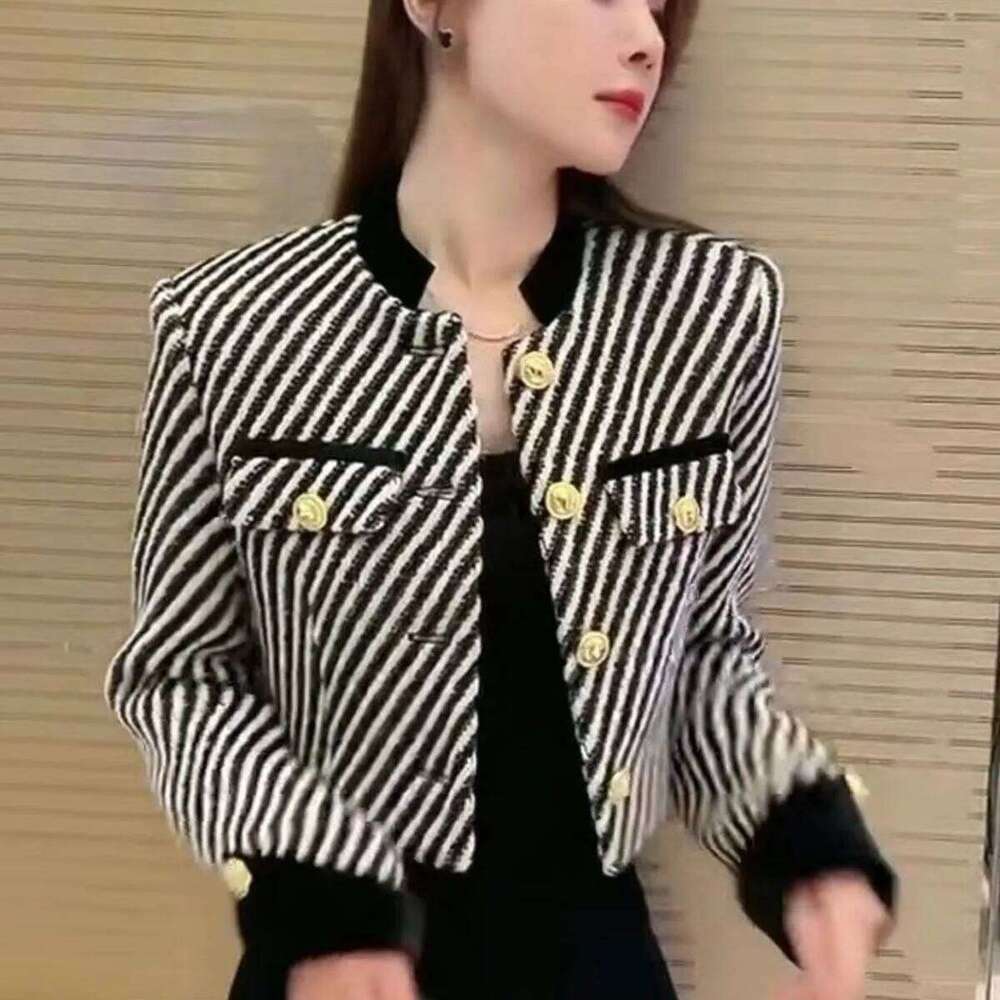 Women's 2025 Cardigan Sweaters Korean Fashion Button Down Crew Neck Open Front Long Sleeve Knit Cropped Clothing Jackets Z260313