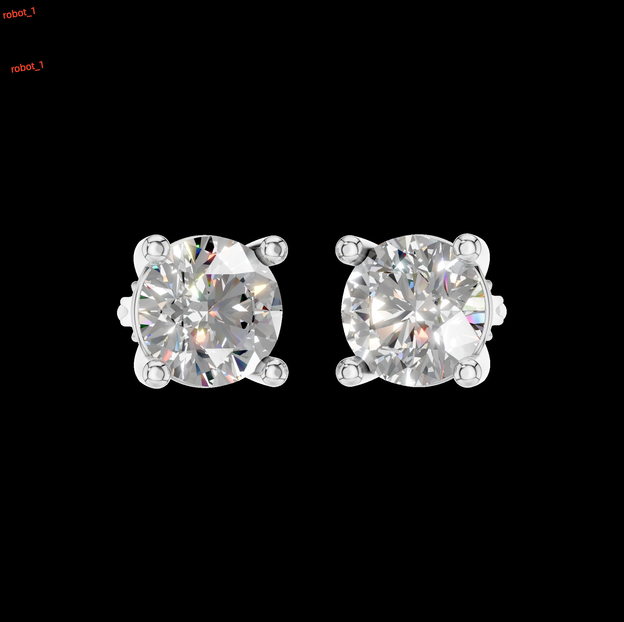 Womens 14K Gold Rhodium Plated Moissanite 1 Carat Engagement Stud Earrings with Claw Setting