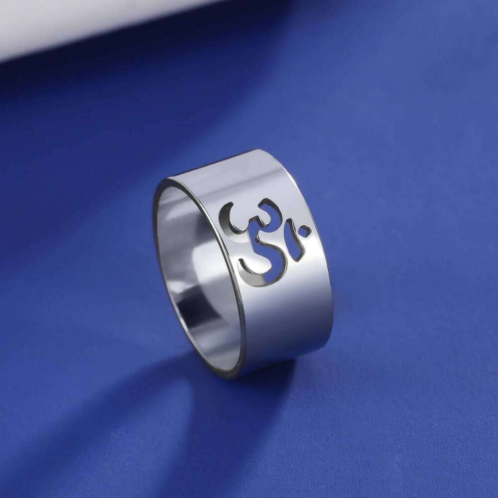 LIKGREAT Buddhism Indian Yoga Om Symbol Rings for Women Stainless Steel Supernatural Religious Talisman Amulet Jewelry Gifts New H260312