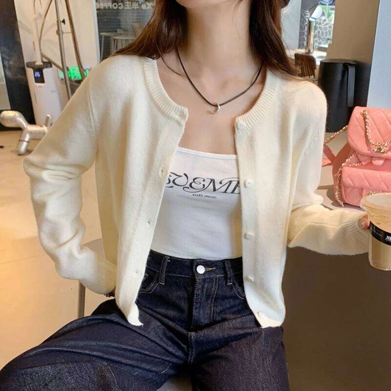 Long Sleeve Knitted Cardigans Shirt Women Sweaters Autumn Spring Fashion Female Casual Elastic Knit Small Coats Knitwear Tops Z260313