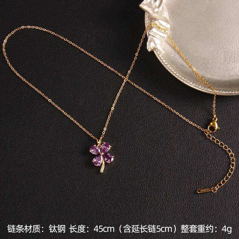 Zircon French Light Gold Inlaid Necklace Niche Design Cr Flower Pendant Titanium Steel Collarbone Chain New H260312