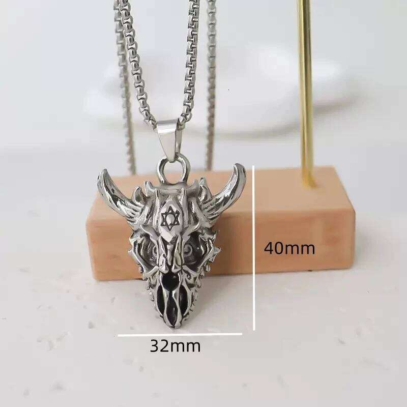 Vintage Stainless Steel Flying Dragon Six Pointed Star Pendant for Men Punk Skull Necklace Jewelry Gift Wholesale H260312