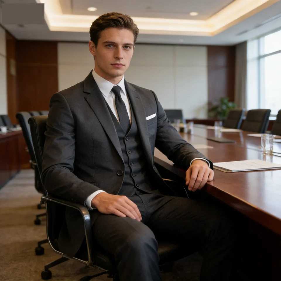 3-Piece Slim Fit Mens Tuxedo Suit Double Breasted Blazer Vest And Pants Set for Wedding Groom Business Party M260313