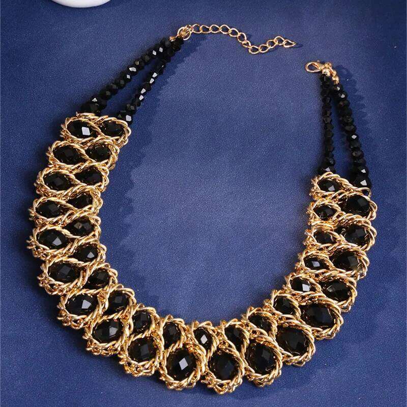 New Double Layer for Women Glasses Stone Handmade Necklaces Gold Color Choker Necklace Bijoux Collier Gift H260312