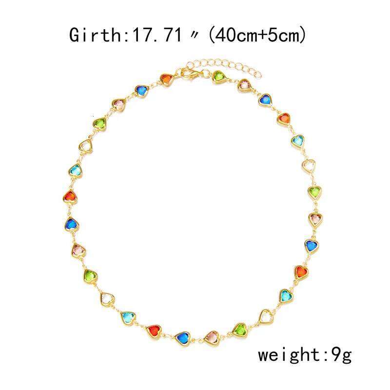 Exquisite Colorful Crystal Heart Choker For Women Charm Zircon Metal Chain Necklace Party Birthday Jewelry Gift H260312